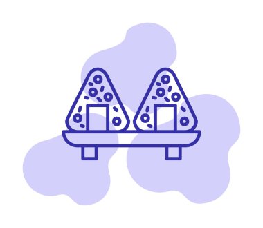 Onigiri sushi simgesi, vektör illüstrasyonu 