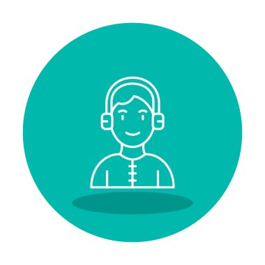 DJ avatar web simgesi, vektör illüstrasyonu 