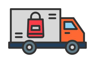 Teslimat kamyonu vektör simgesi modern basit illüstrasyon                        