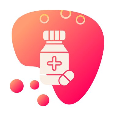 İlaç ikonlu ilaç şişesinin vektör çizimi