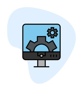 Bilgisayar ayarları simgesi, vektör çizim