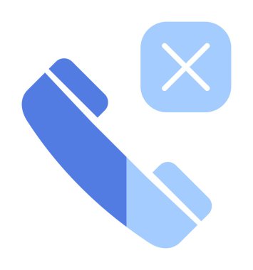 düz basit arama telefonu Reddedilmiş simge vektör illüstrasyonu 