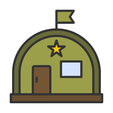 Basit Askeri Depo simgesi, vektör illüstrasyonu