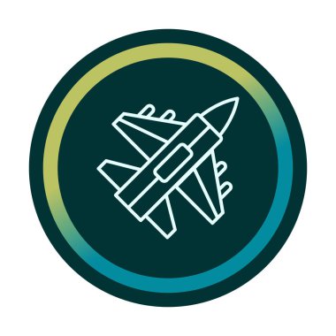 Jet Fighter ikonu. Askeri uçak uçuşu. vektör illüstrasyonu