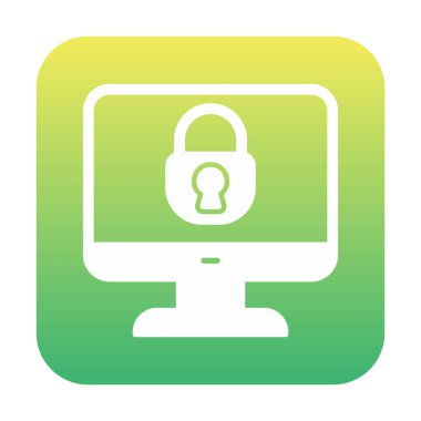 Basit Bilgisayar monitörü Ekran simgesi, vektör illüstrasyonunu kilitle