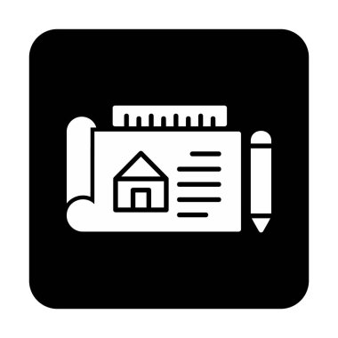 Basit Mimari Planı simgesi, vektör illüstrasyonu