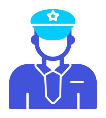 Üniformalı düz simgeli polis memurunun vektör çizimi