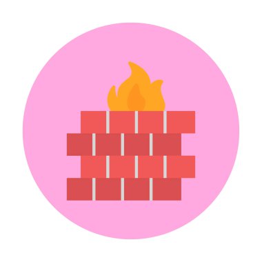 Şömine simgesinin vektör illüstrasyonu 