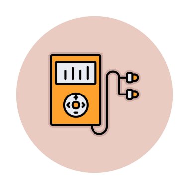 Kulaklık simgesi, vektör illüstrasyonlu Mp3 oynatıcı