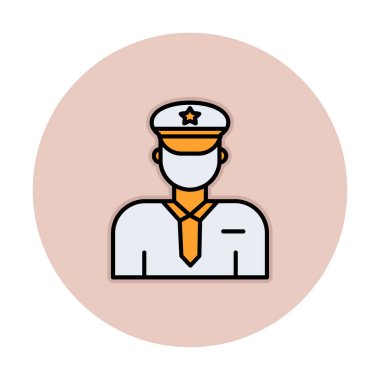 Üniformalı düz simgeli polis memurunun vektör çizimi