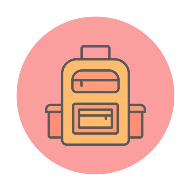 Sırt çantası düz simge vektör çizimi