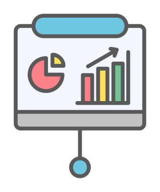 Sunum, iş istatistikleri ve pasta grafik ikonlu veri analizleri. iş analizleri, analizler, istatistikler, pasta grafiği