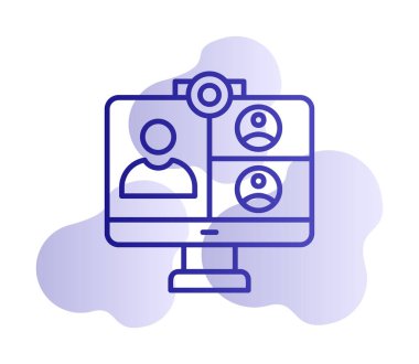 Basit çevrimiçi toplantı simgesi, vektör illüstrasyonu