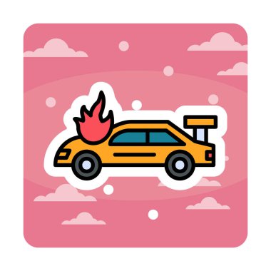Yanan Araba ikon vektör illüstrasyonuName