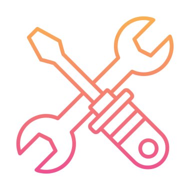 İngiliz anahtarı ve tornavida ikonu. Web için araç vektör simgesinin özet çizimi                              