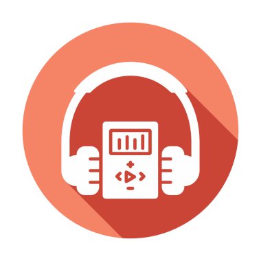 Düz kulaklık simgesi, web afişi, web ve mobil, bilgi grafikleri için vektör illüstrasyon kavramı.