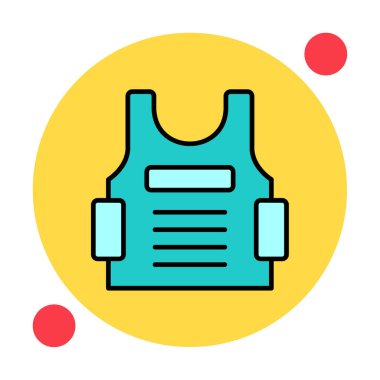 Kurşun geçirmez yelek ağ simgesi, vektör illüstrasyonu