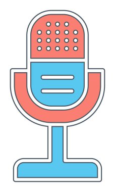 mikrofon simgesi uzun mavi arkaplanda izole edildi.