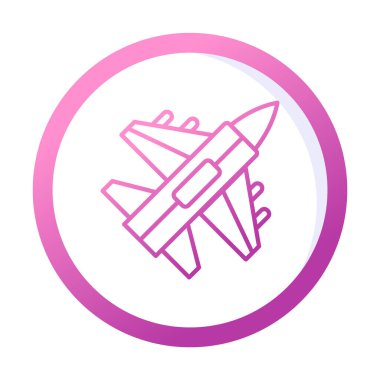 Jet Fighter ikonu. Askeri uçak uçuşu. vektör illüstrasyonu