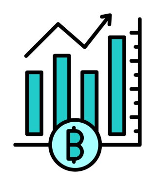 Bitcoin ve grafik simgesi. özet çizimi 
