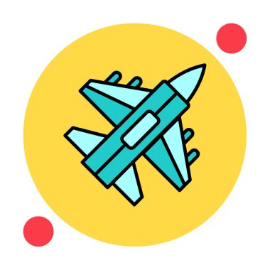 Jet Fighter ikonu. Askeri uçak uçuşu. vektör illüstrasyonu
