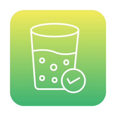 Kabarcıklı bir bardak su ve simge vektör illüstrasyonunu işaretle 