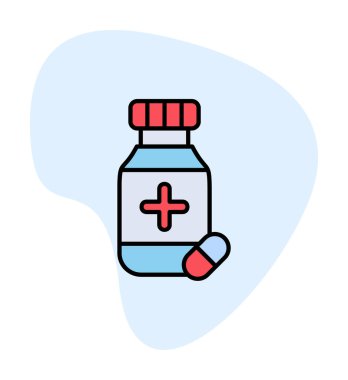 İlaç ikonlu ilaç şişesinin vektör çizimi