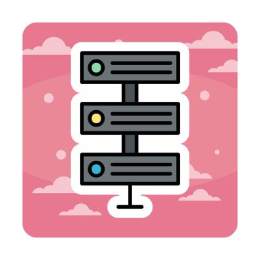 Ağ sunucu simgesinin vektör illüstrasyonu. Veritabanı basit simgesi 