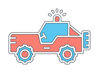 Askeri Jeep Simgesi, Vektör İllüstrasyonu