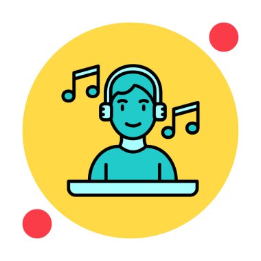 DJ avatar web simgesi, vektör illüstrasyonu 