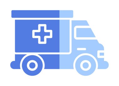 ambulans araba simgesi, renk vektörü çizimi