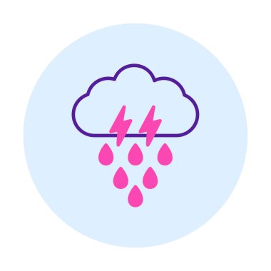 Gök gürültülü yağmurlu bulut sembolü, hava durumu ikonu, vektör illüstrasyonu 