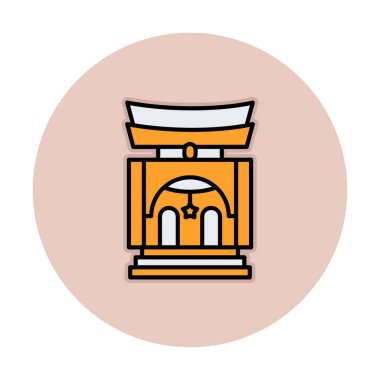 Basit antik Asya Tapınağı simgesi, vektör illüstrasyonu