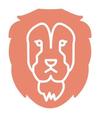 Aslan başı düz simgesi, vektör illüstrasyonu