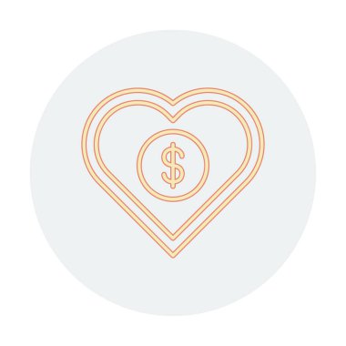 Dolar kalbi favori simgesi, vektör illüstrasyonu 