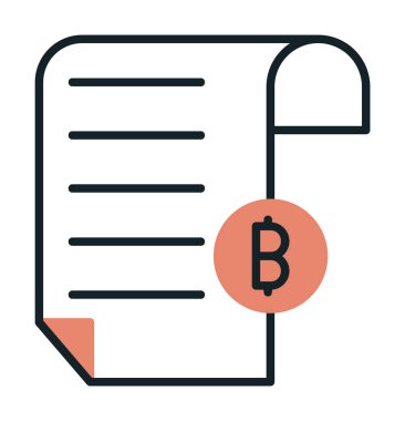 Bitcoin imzalı fatura simgesinin vektör illüstrasyonu 