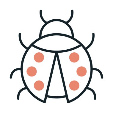 Uğur Böceği Simgesi Vektör İllüstrasyonu 