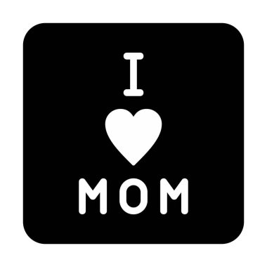 Annemi seviyorum. Düz ikon, vektör çizimi. 