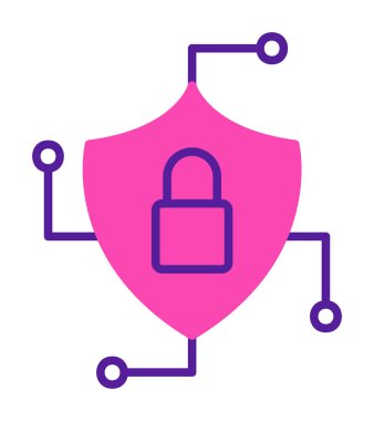 Asma kilit simgesi, vektör illüstrasyonlu güvenli kalkan