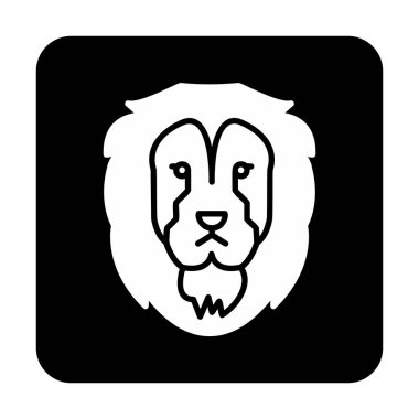 Aslan başı düz simgesi, vektör illüstrasyonu