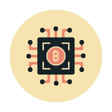 Bitcoin Madeni İşlemcisi (BTC) simgesi, vektör illüstrasyonu 
