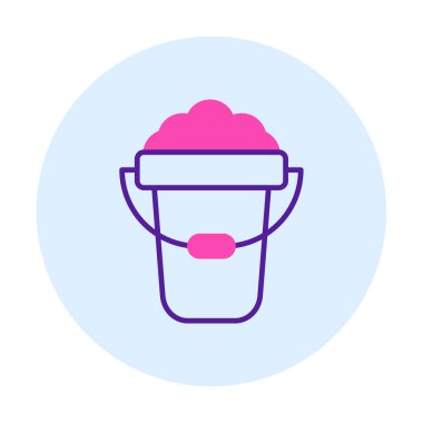 Köpük simgesi olan kova, vektör illüstrasyonu  