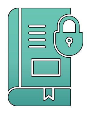 Asma kilit simgesine sahip kitap, vektör illüstrasyon tasarımı, Güvenli Kitap sembolü 