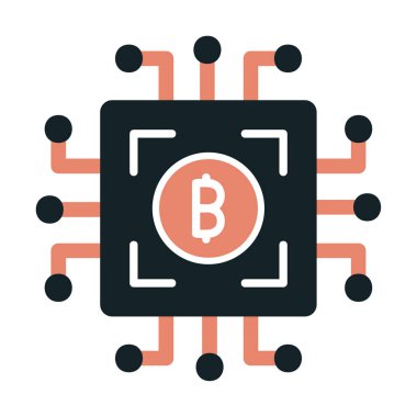 Bitcoin Madeni İşlemcisi (BTC) simgesi, vektör illüstrasyonu 