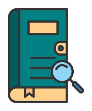 Büyüteç vektör çizimi olan bir kitap. Arama Kitabı kavramı                  