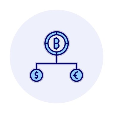 Para birimi yapısını bitcoin, dolar ve avro sembolleriyle böl 