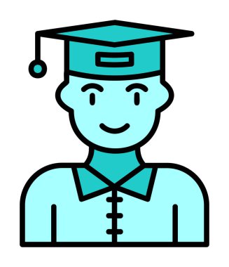 Mezuniyet başlığı simgesi vektör illüstrasyonu öğrencisi