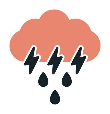 Gök gürültülü yağmurlu bulut sembolü, hava durumu ikonu, vektör illüstrasyonu 