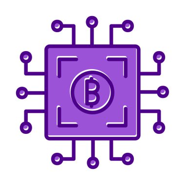 Bitcoin Madeni İşlemcisi (BTC) simgesi, vektör illüstrasyonu 