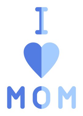 Annemi seviyorum. Düz ikon, vektör çizimi. 